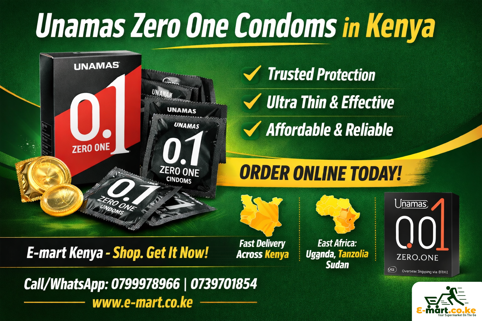 Unamas Zero One Condoms in Kenya – Trusted Protection Available Online at Emart Kenya